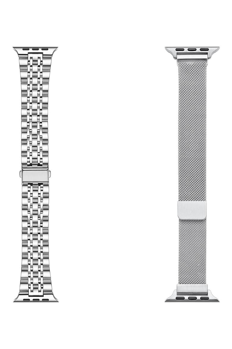 2-Pack Stainless Steel Apple Watch® Watchbands, Main, color, SILVER / SILVER