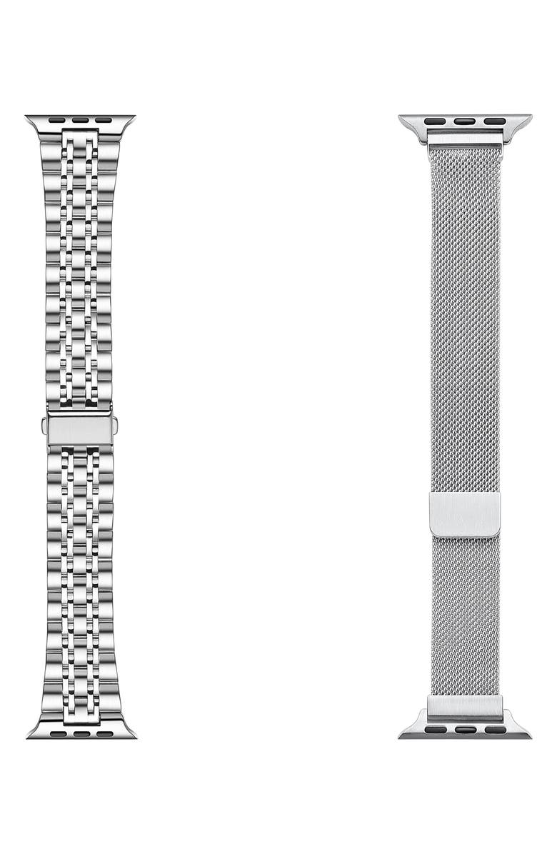 The Posh Tech 2-Pack Stainless Steel Apple Watch<sup>®</sup> Watchbands, Main, color,