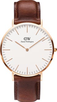 Daniel Wellington Classic St. Mawes Leather Strap Watch, 40mm