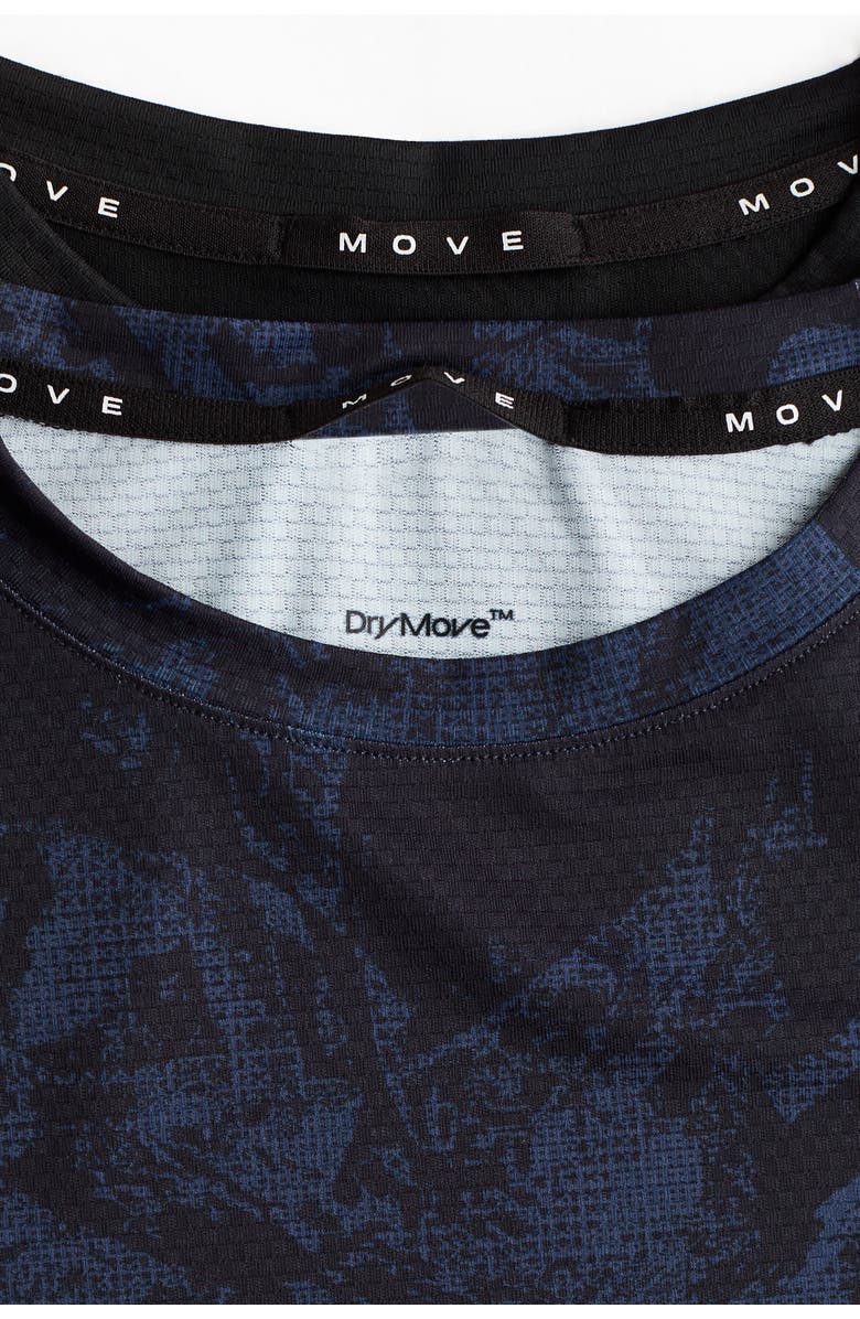 H&M 2-pack Sports Tops With Drymove, Alternate, color, Black/Blue