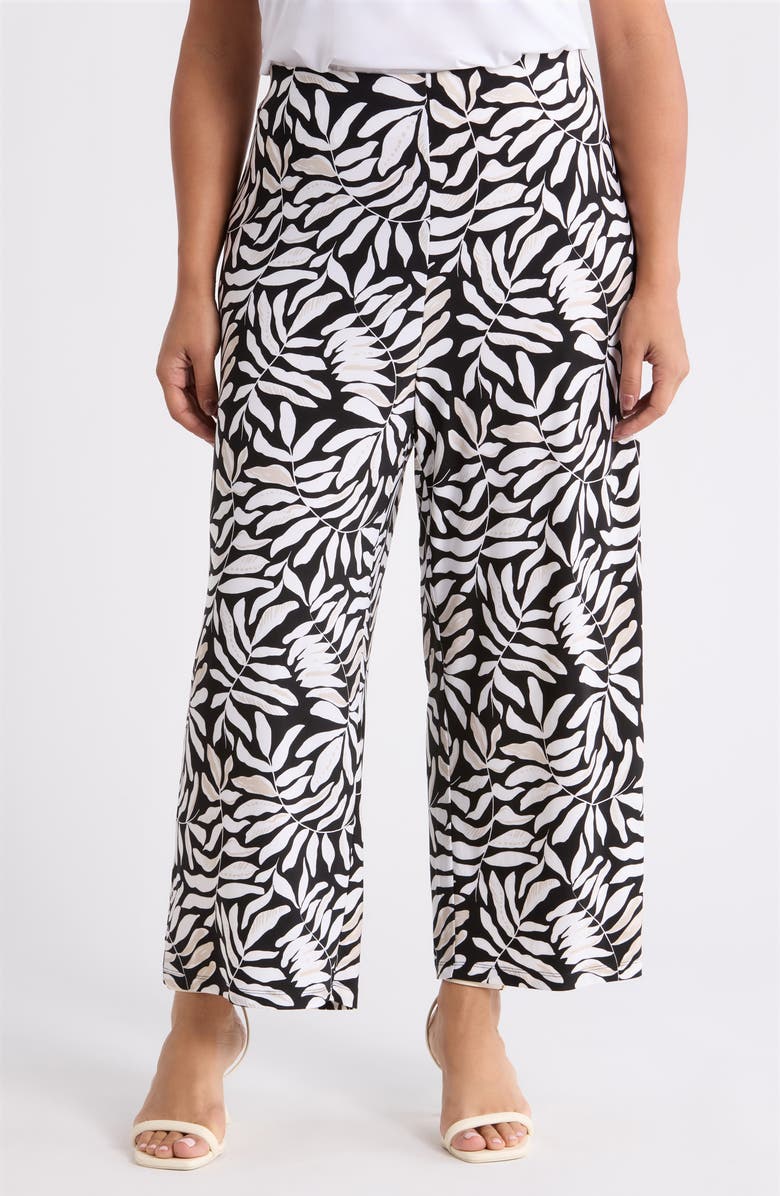 AK ANNE KLEIN Print Knit Crop Wide Leg Pants, Main, color, Anne Black Multi