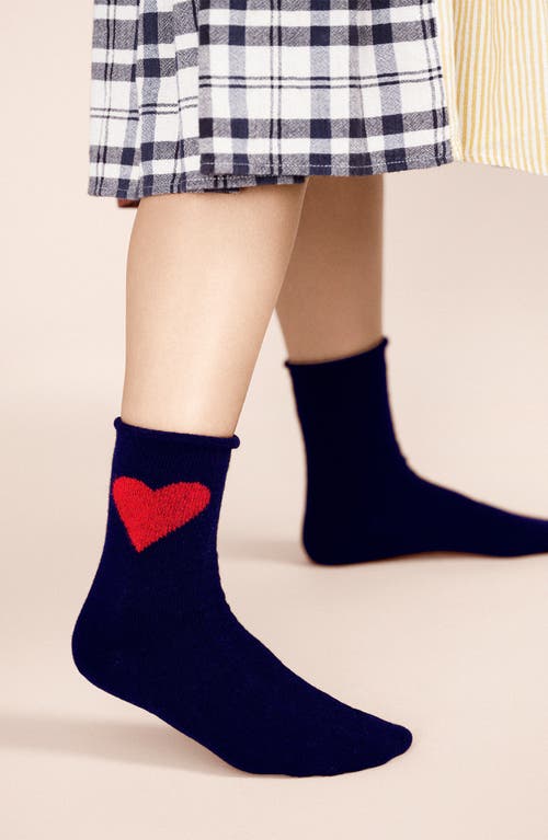 Hansel From Basel Love Cashmere Blend Crew Socks In Navy
