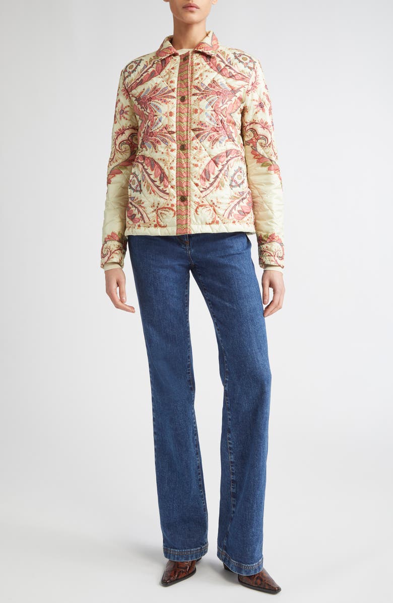 Etro Paisley Quilted Barn Jacket, Alternate, color, Off White Print