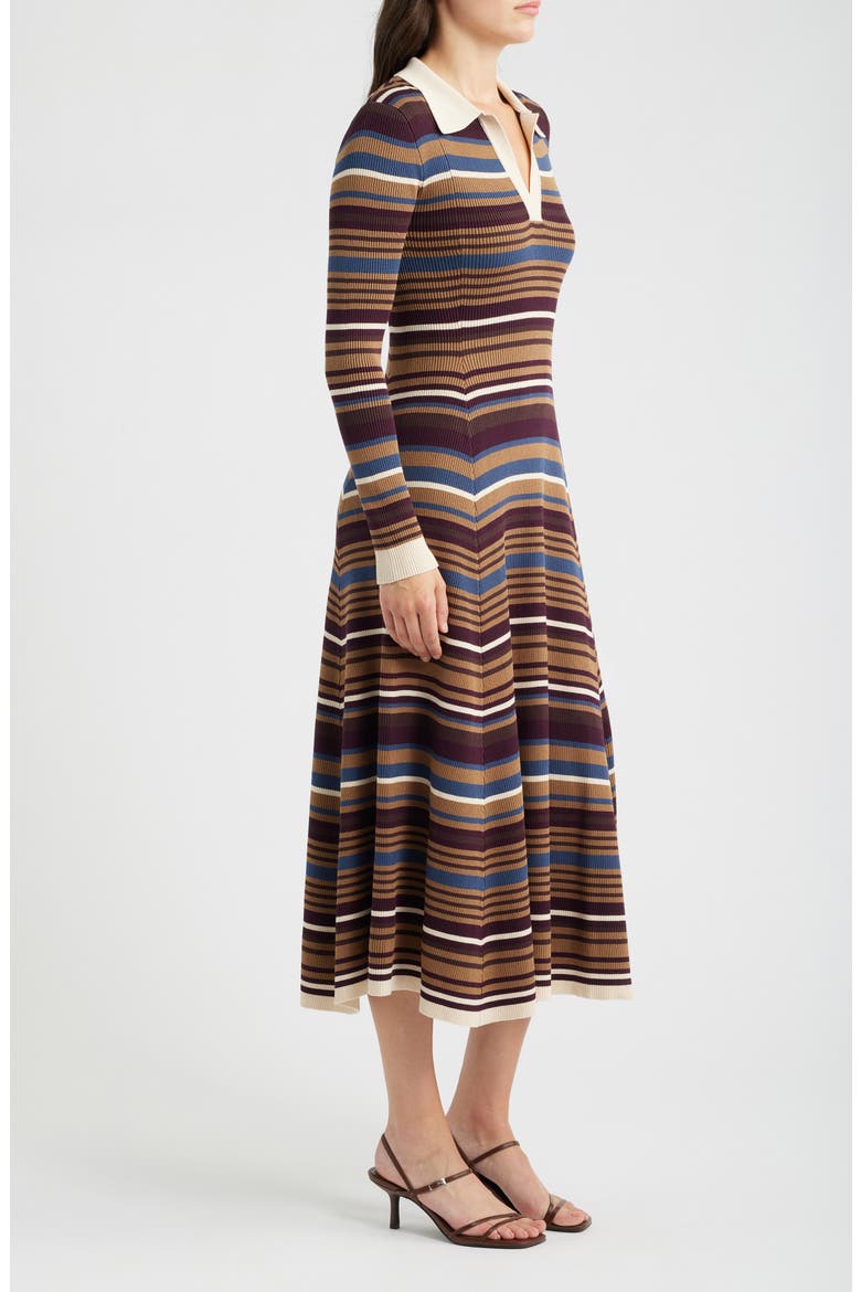 Stripe Long Sleeve Midi Sweater Dress, Alternate, color, CAMEL MULTI
