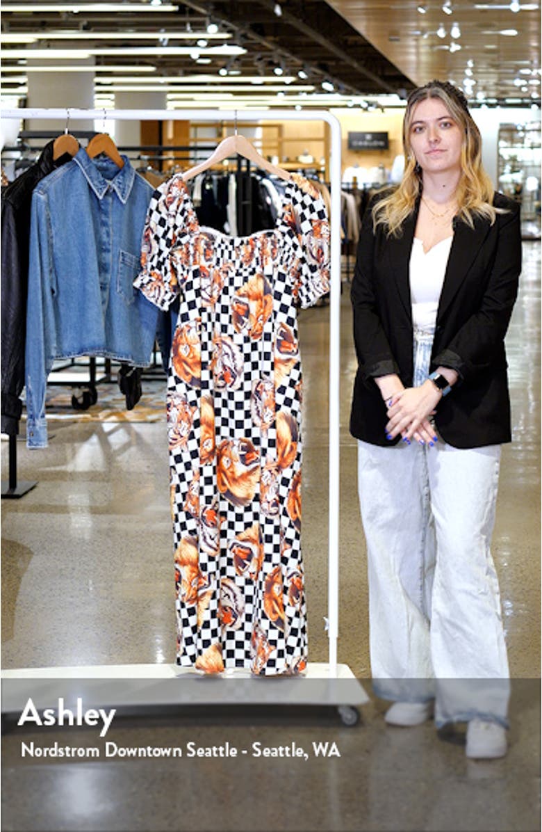 Palm Springs Lion Print Smocked Maxi Dress, sales video thumbnail