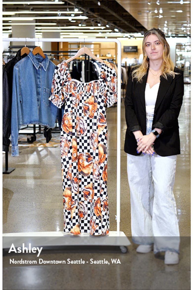 Palm Springs Lion Print Smocked Maxi Dress video