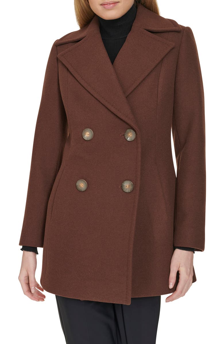 Cole Haan Fine Wool Blend Twill Peacoat, Main, color, 