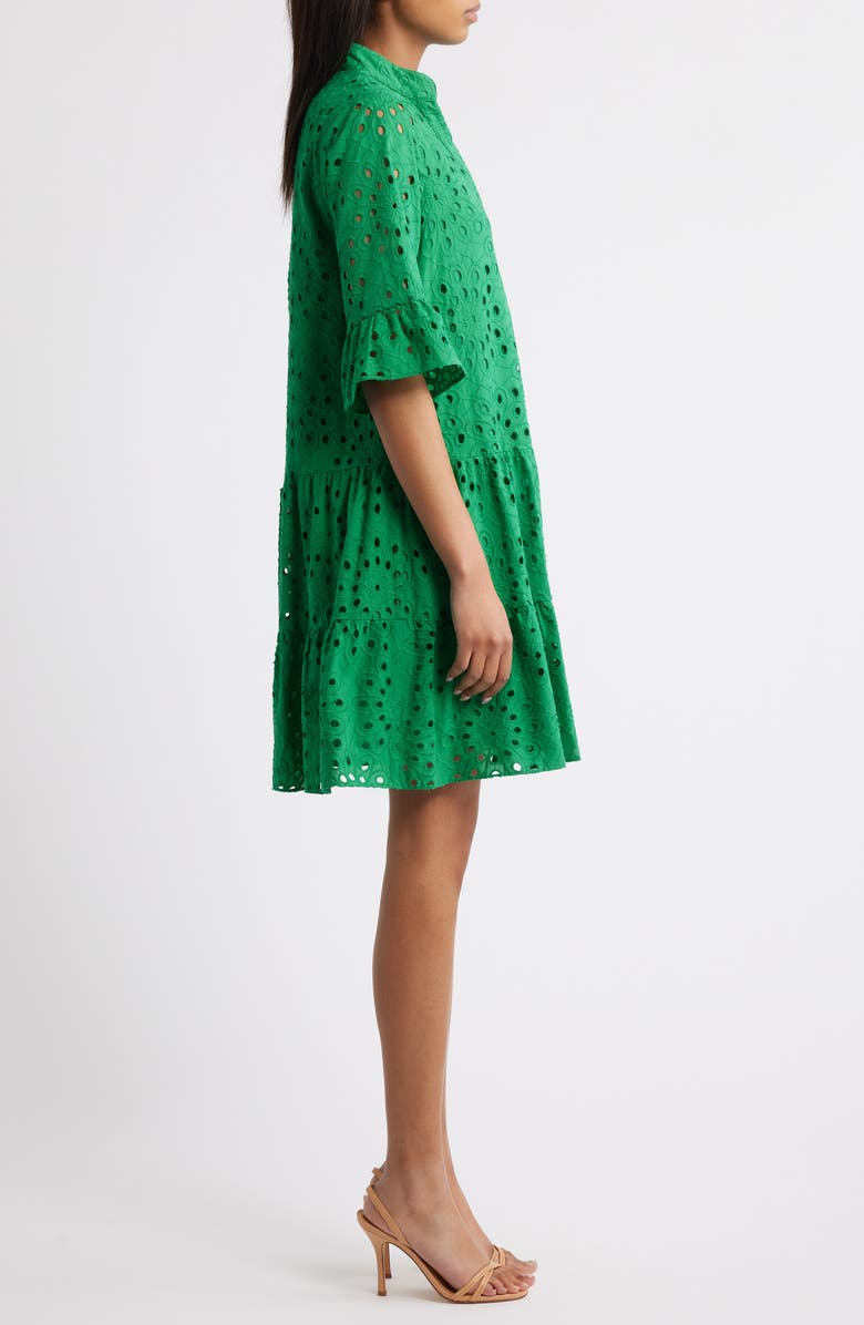 Anne Klein Eyelet Tiered Shirtdress, Alternate, color, 