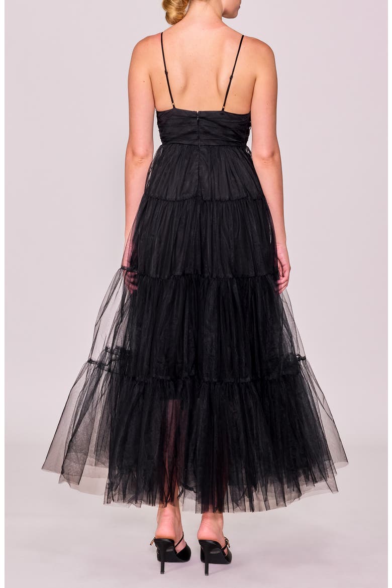 Sleeveless Tiered Tulle Gown, Alternate, color, BLACK