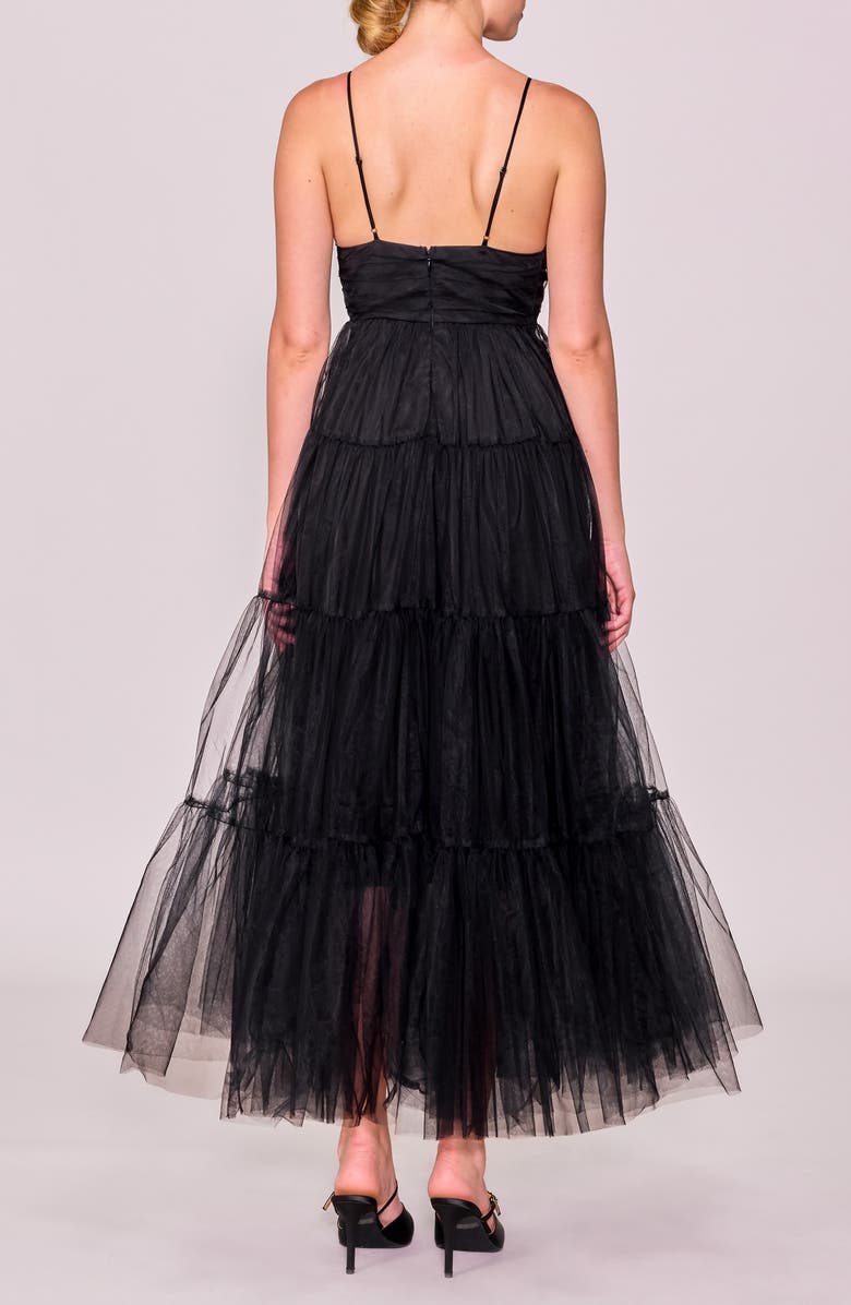 MELLODAY Sleeveless Tiered Tulle Gown, Alternate, color, Black