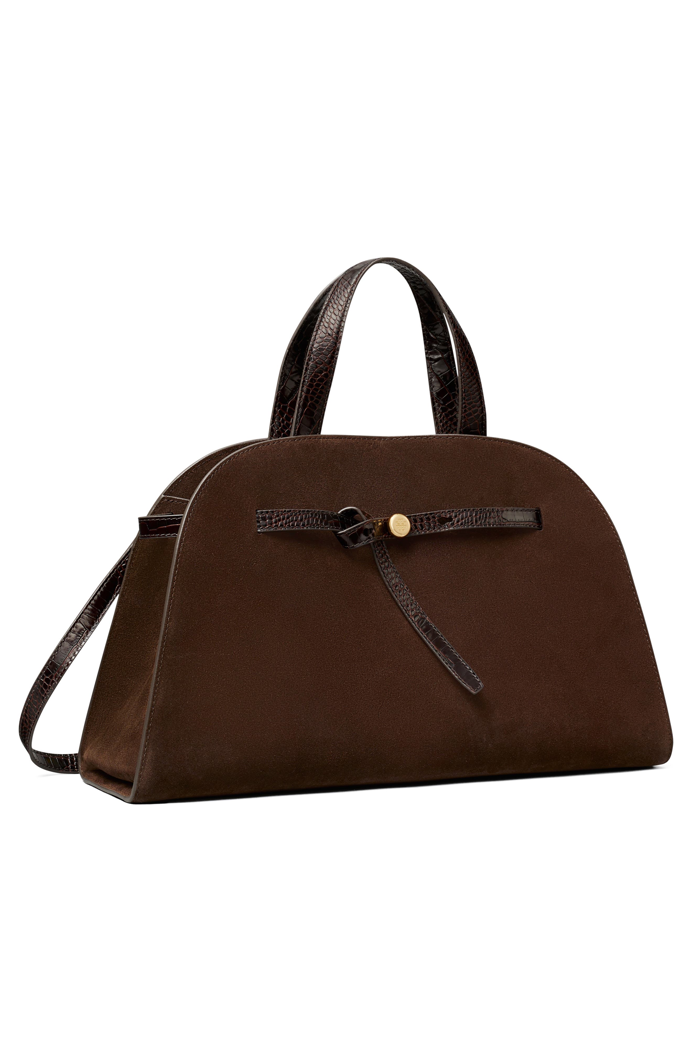 Romy Suede Leather Bauletto, Alternate, color, DARK COCOA