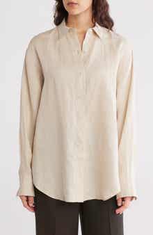 Theory Relaxed Fit Linen Button-Up Shirt