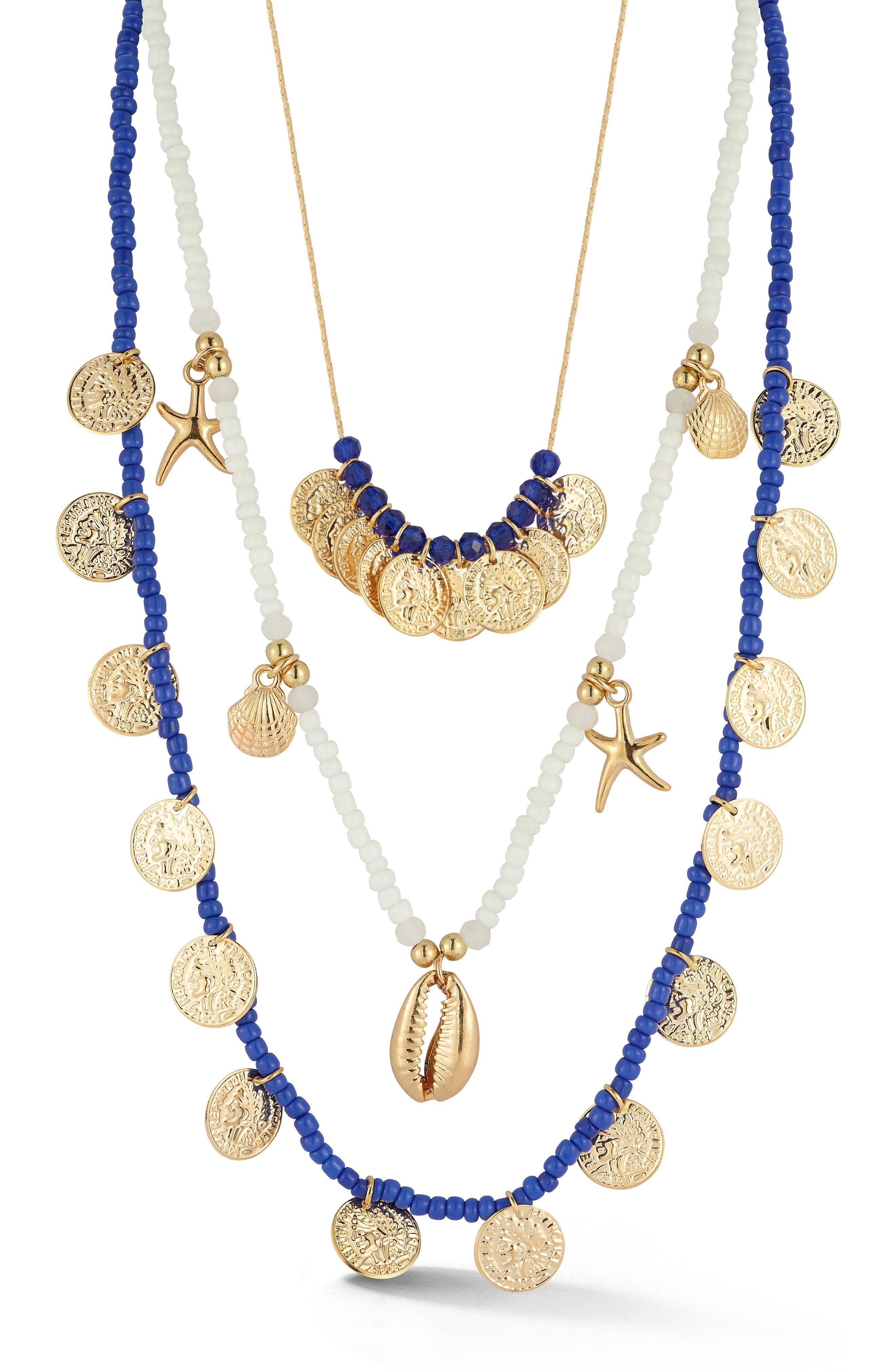 3-Pack Beaded Charm Necklace Set