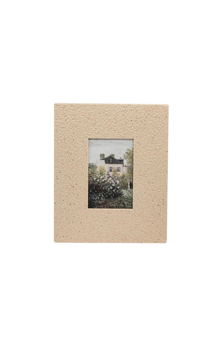 Foreside Home and Garden 4x6 Sand Texture Picture Frame Tan Metal MDF & Glass, Main, color, Beige