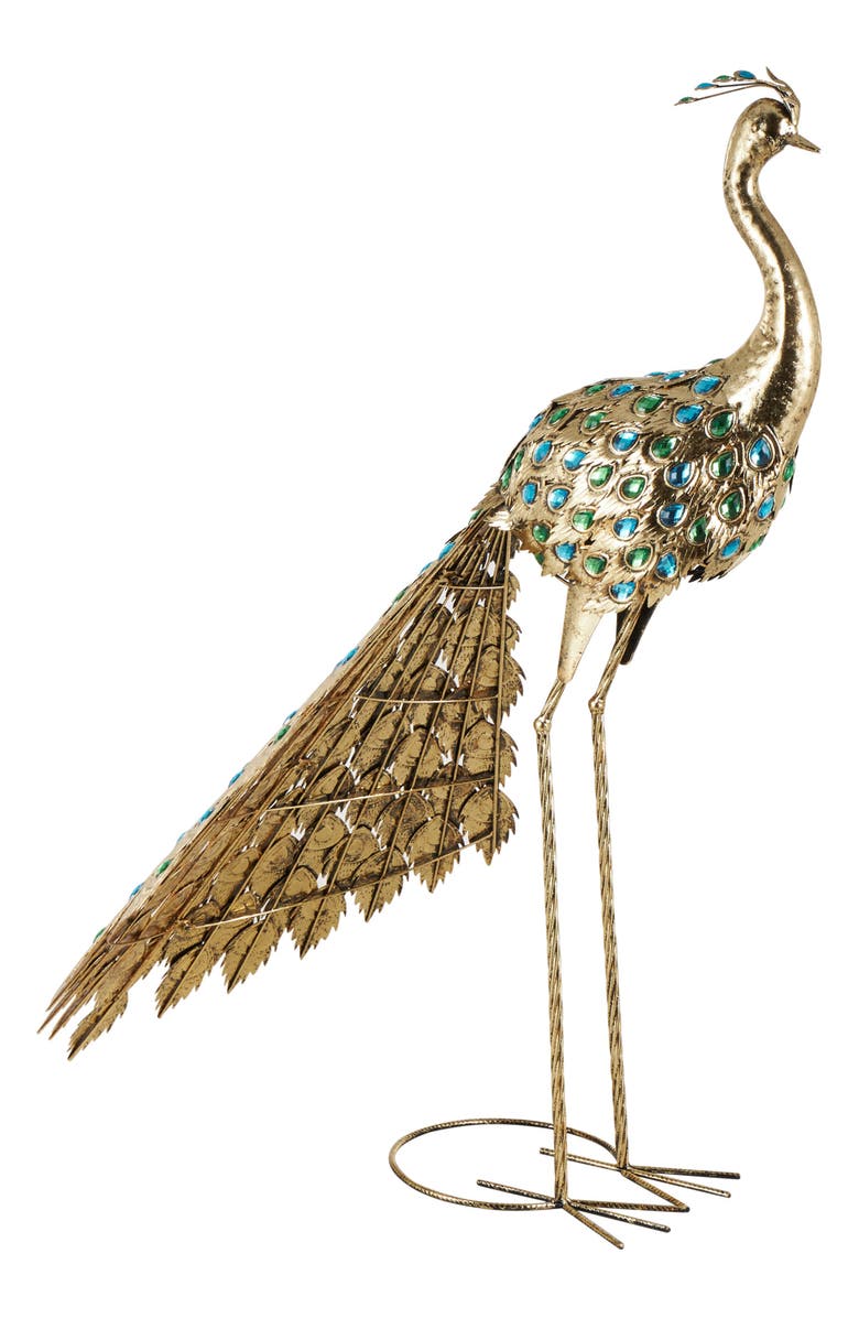 UMA Crystal Peacock Garden Sculpture, Main, color, Goldtone