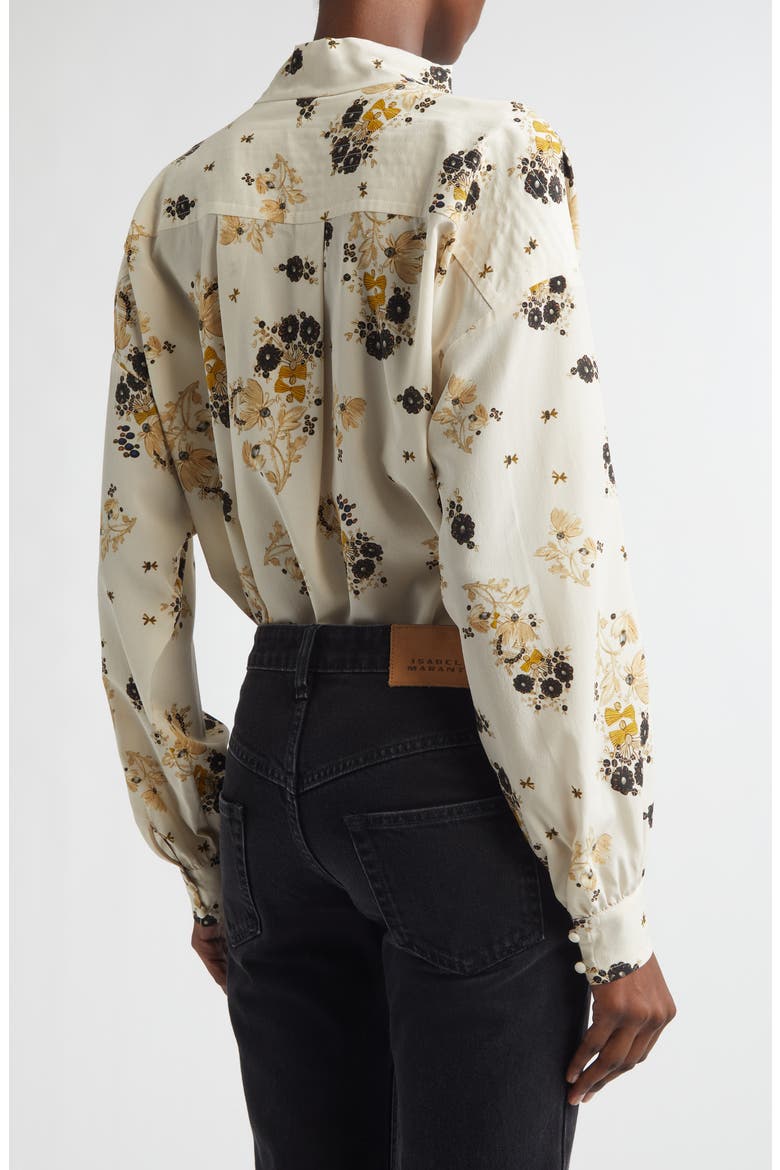 Fendry Floral Cutout Stretch Silk Top, Alternate, color, ECRU