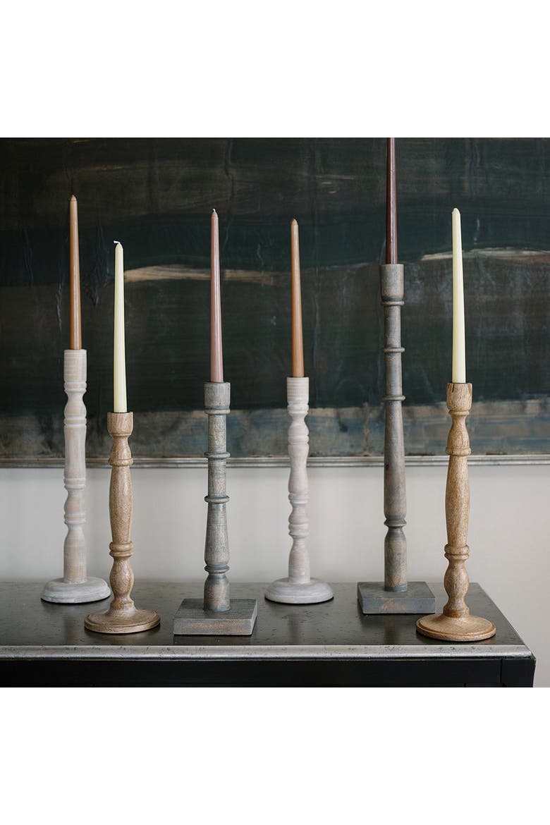 Tapered Candle Holder, Natural Wood, Alternate, color, Earth tones