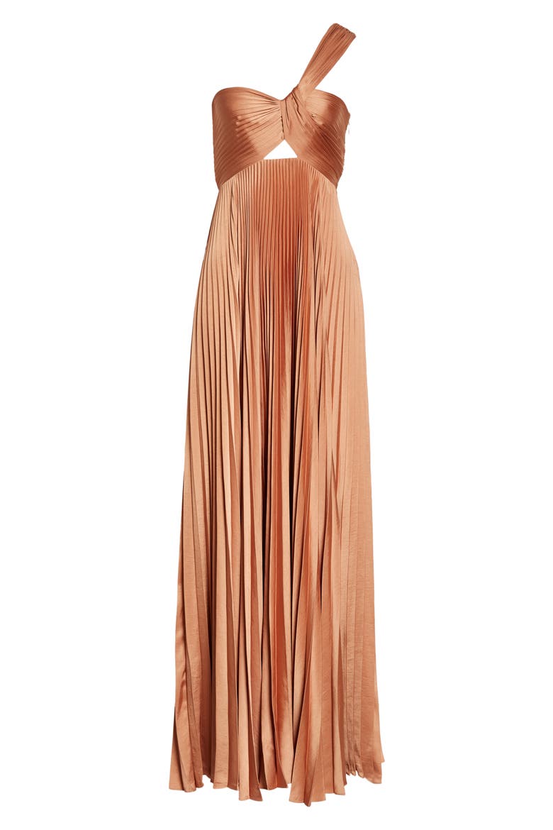Nessa Asymmetric Pleat Gown, Alternate, color, TORTA