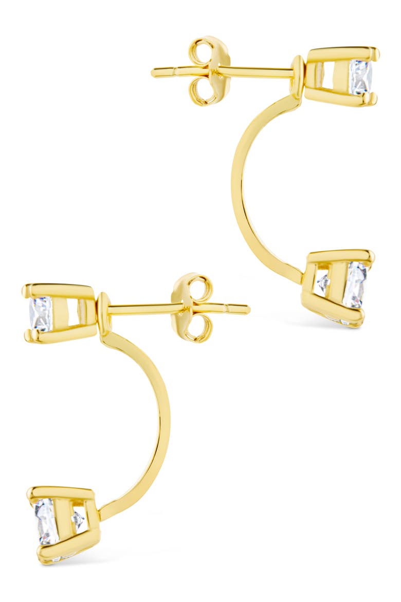 Brillant Cubic Zirconia Front/Back Drop Earrings, Alternate, color, GOLD