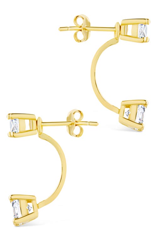 Sterling Forever Brillant Cubic Zirconia Front/back Drop Earrings In Gold