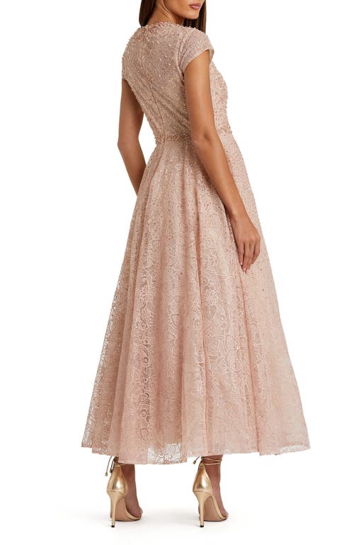 Mac Duggal Embellished Cap Sleeve A Line Dress In Blush