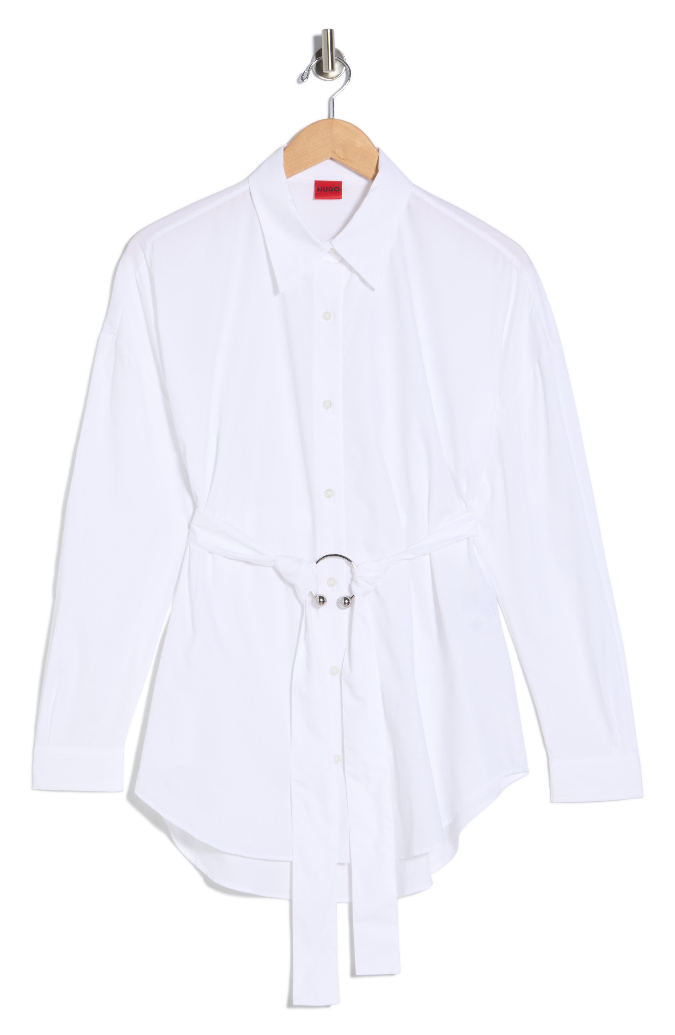 BOSS Eprilia Belted Cotton Button-Up Shirt