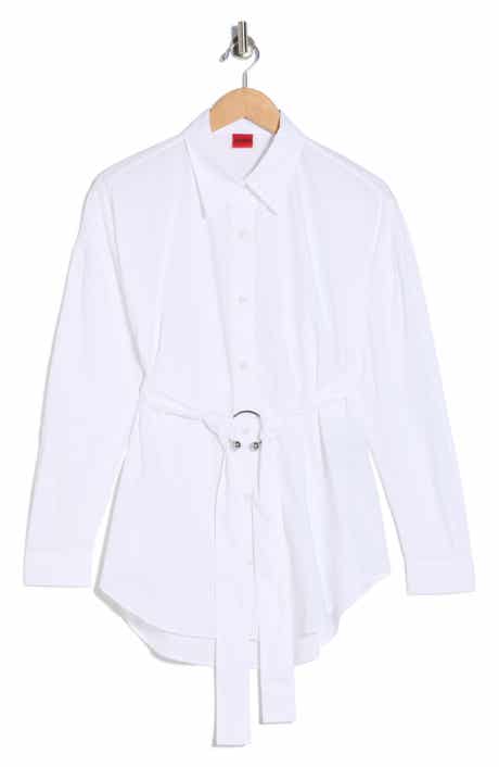BOSS Eprilia Belted Cotton Button-Up Shirt