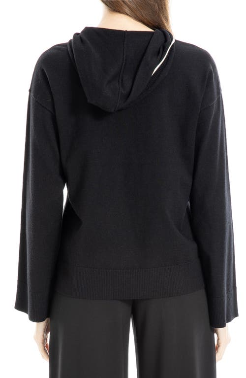 Max Studio Hooded Pullover In Black/off White