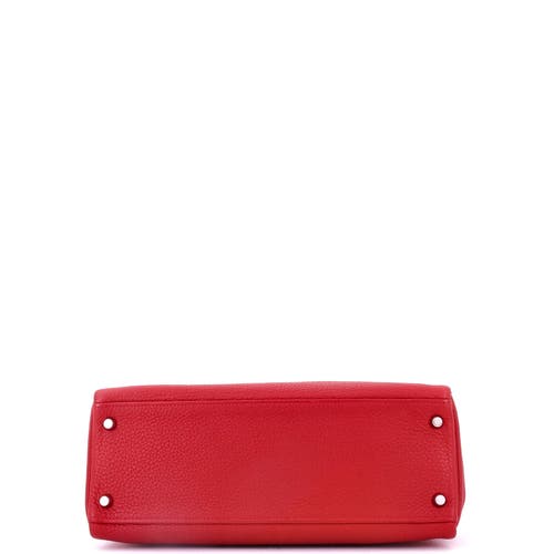 Pre-owned Hermes Hermes Kelly Handbag Red Togo With Palladium Hardware 32 In Red