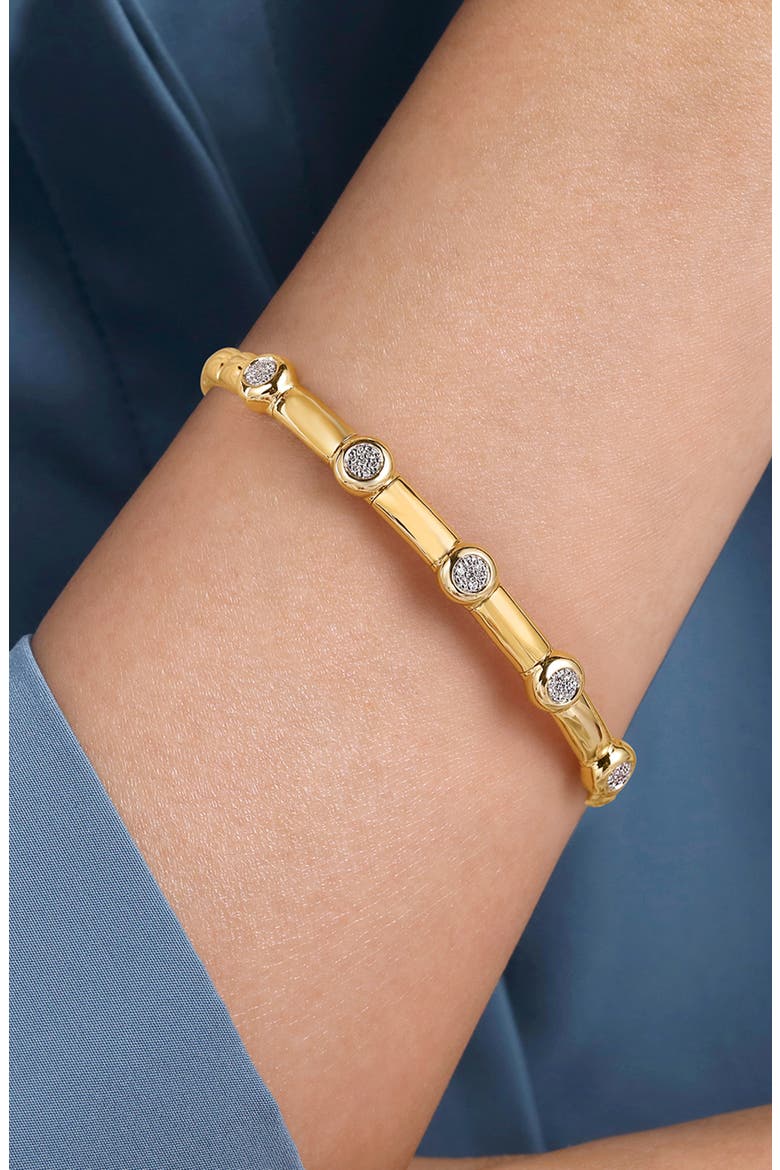 Demure Diamond Station 14K Gold Open Bangle Bracelet, Alternate, color, 14K YELLOW GOLD