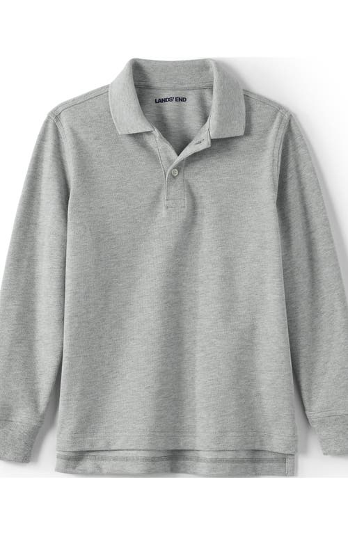Lands' End School Uniform Kids Long Sleeve Mesh Polo Shirt In Gray
