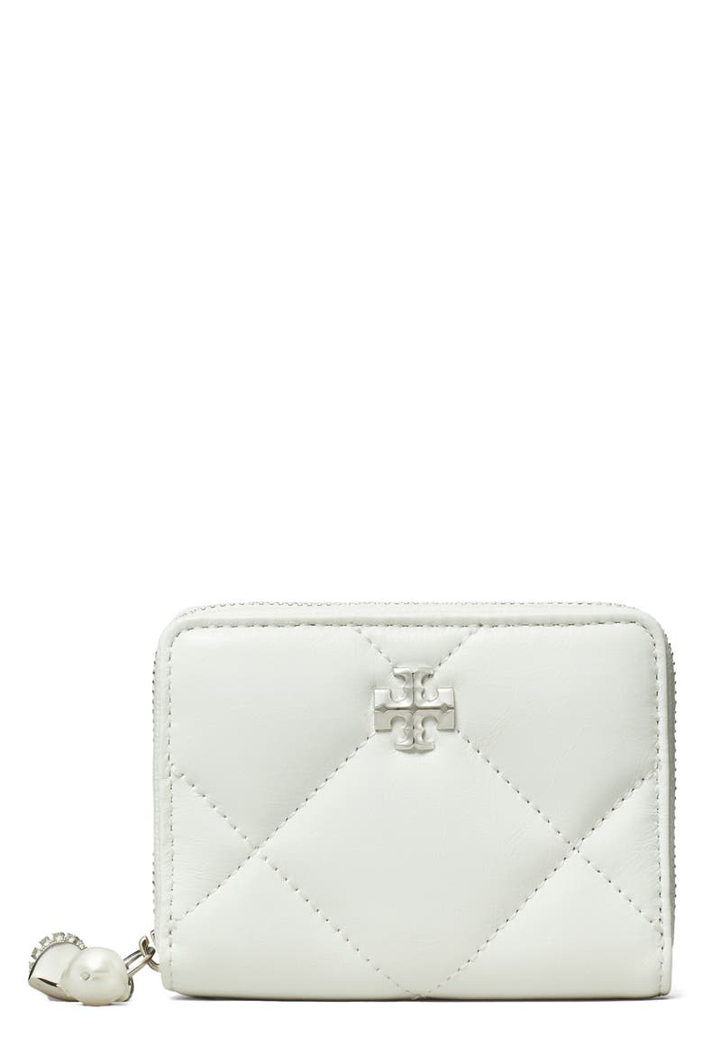 Kira Diamond Quilted Leather Zip Wallet, Main, color, CIRRUS CLOUD