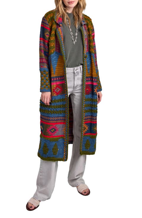 Geometric Crochet Longline Cardigan