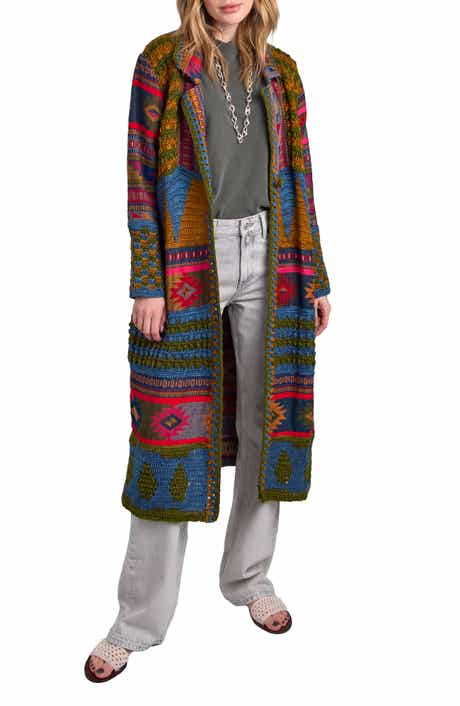 SAACHI Geometric Crochet Longline Cardigan