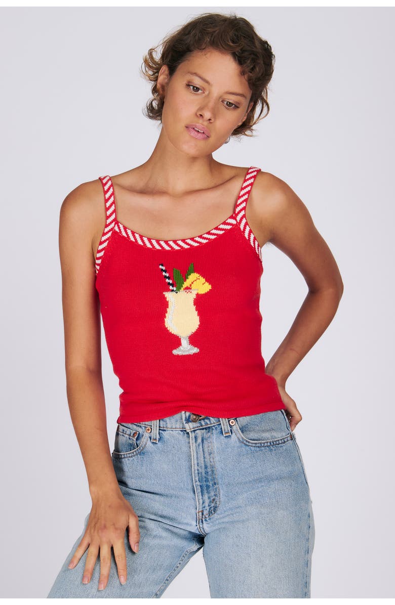 RACHEL ANTONOFF Pina Colada Tank, Alternate, color, Maraschino