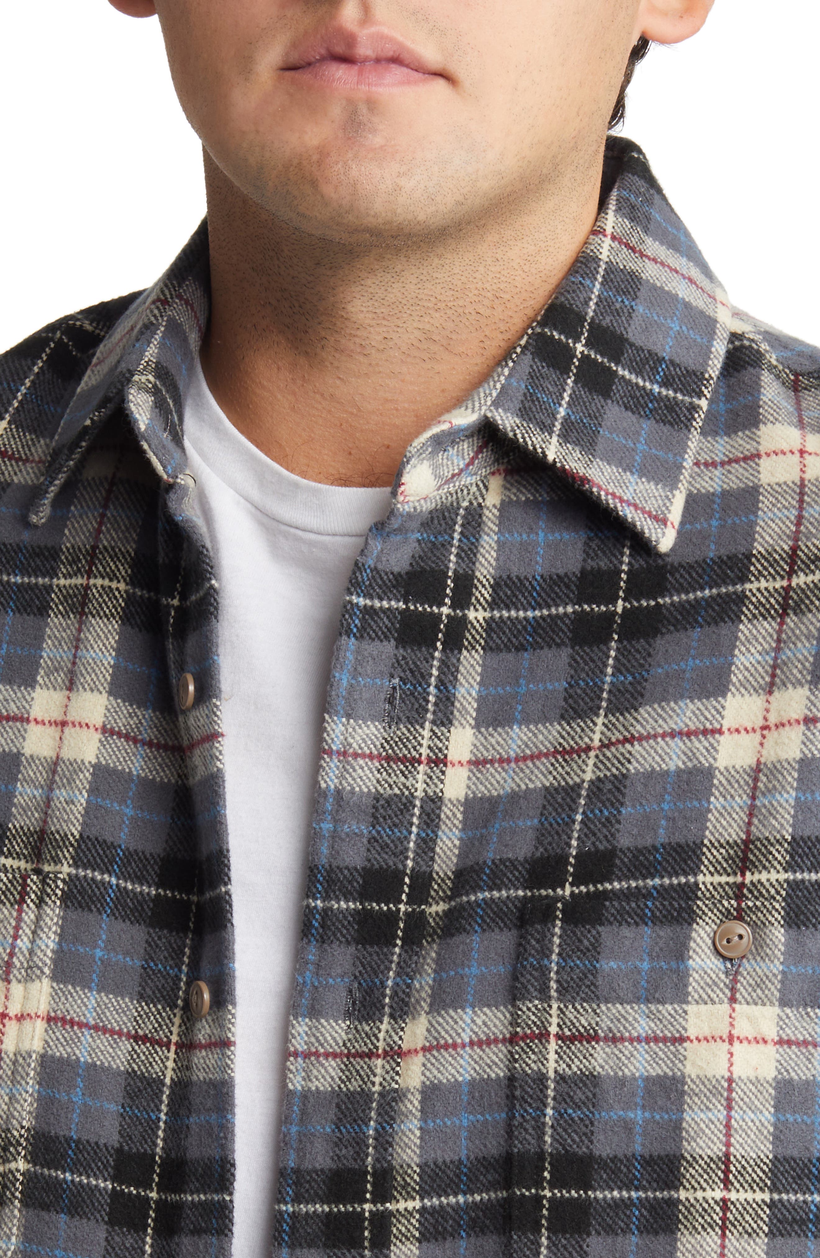 Two-Pocket Long Sleeve Flannel Button-Up Shirt - image 4