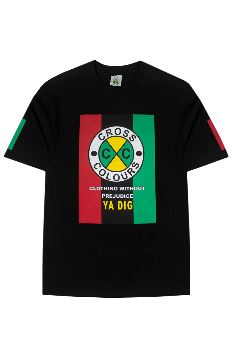 Cross Colours Flag Logo T-Shirt, Main, color, Black