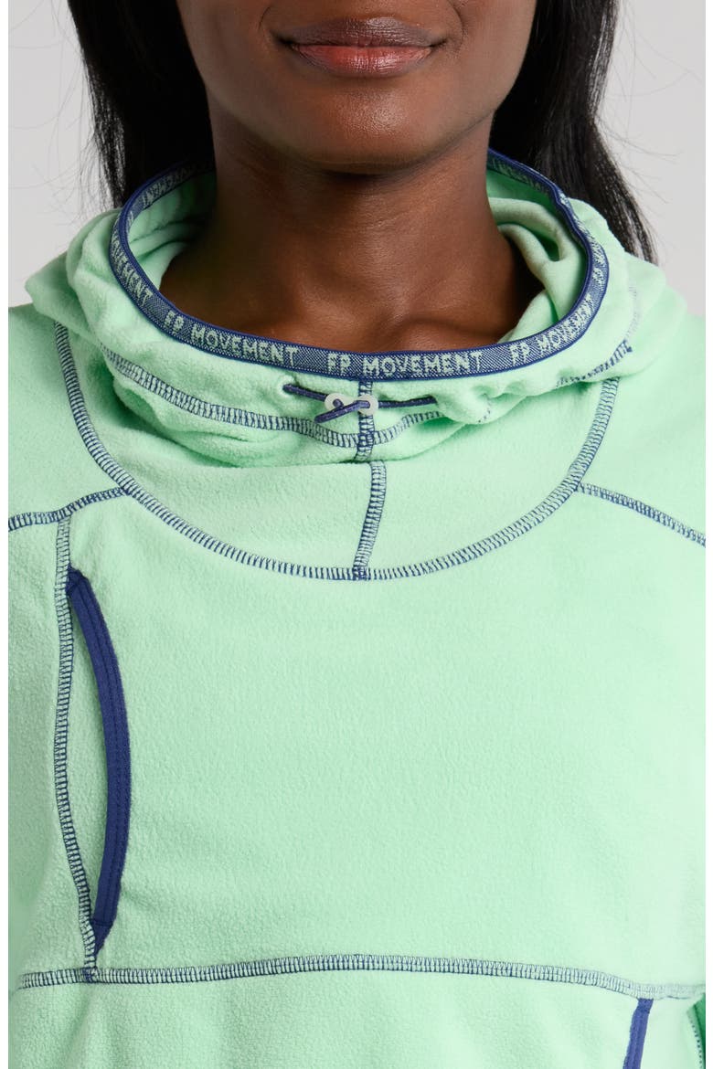 FP Movement Care on the Run Fleece Funnel Neck Hoodie, Alternate, color, BRIGHT JADE