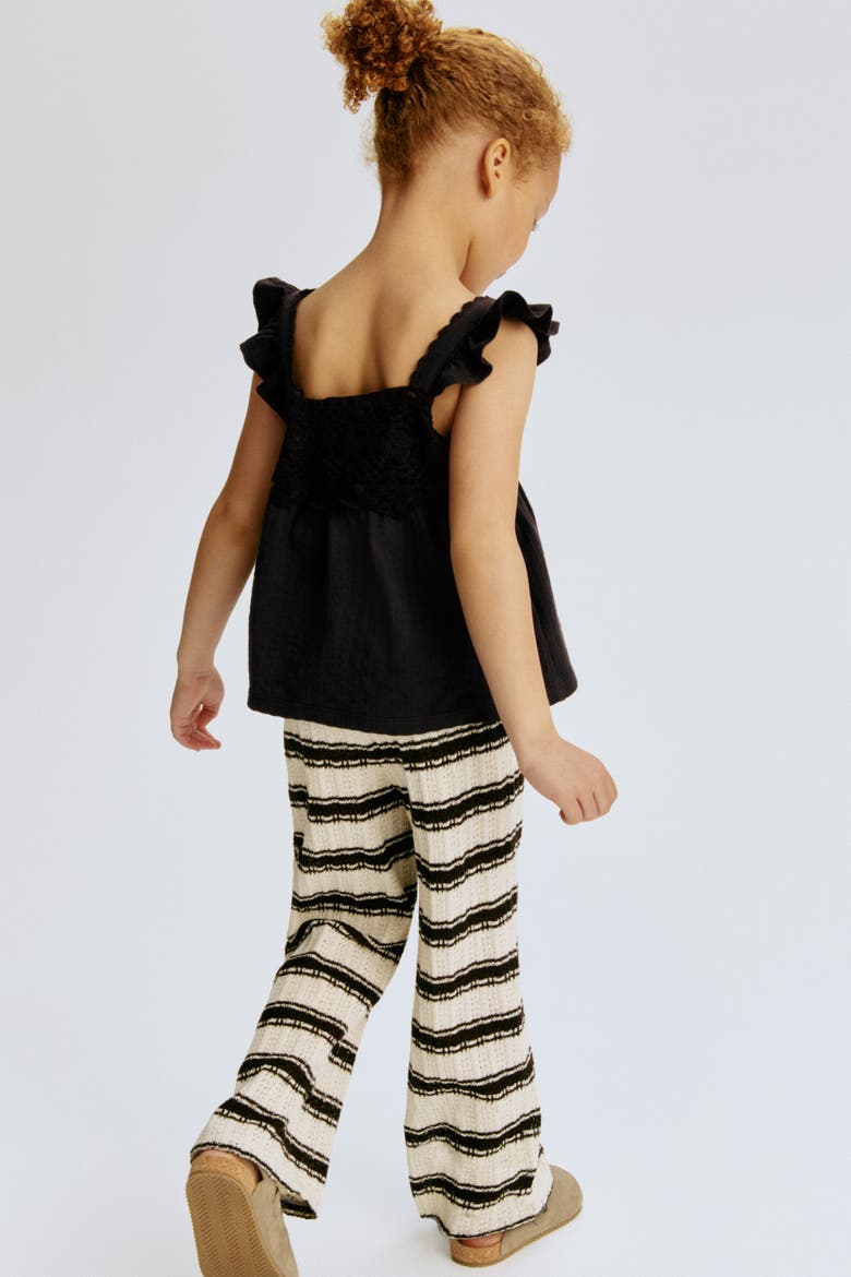 Ruffle-trimmed Cotton Top, Alternate, color, Dark brown