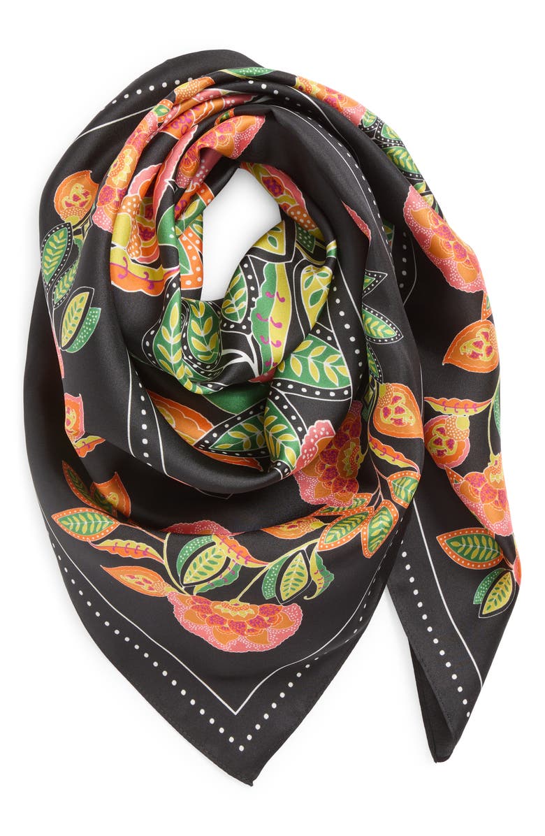 Nordstrom Botanical Print Square Silk Scarf, Alternate, color, 