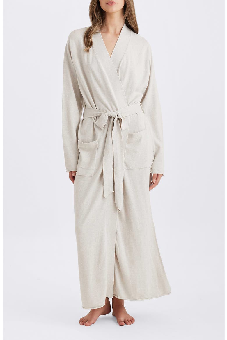 Cotton & Cashmere Maxi Robe, Main, color, ECRU