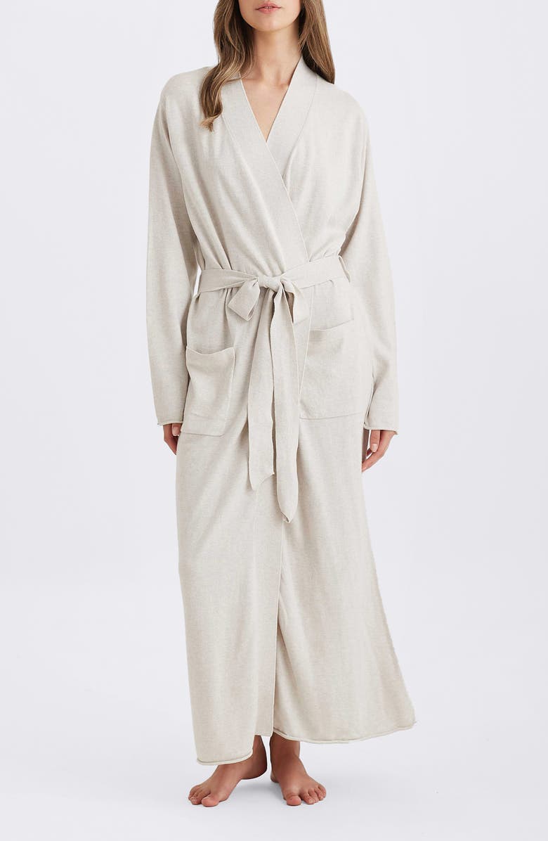 Papinelle Cotton & Cashmere Maxi Robe, Main, color, Ecru