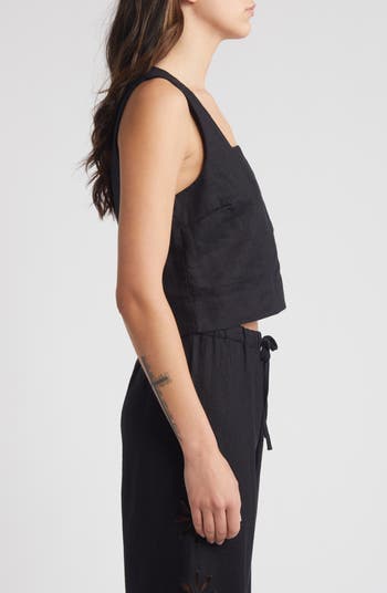 Akira Linen Crop Tank Top