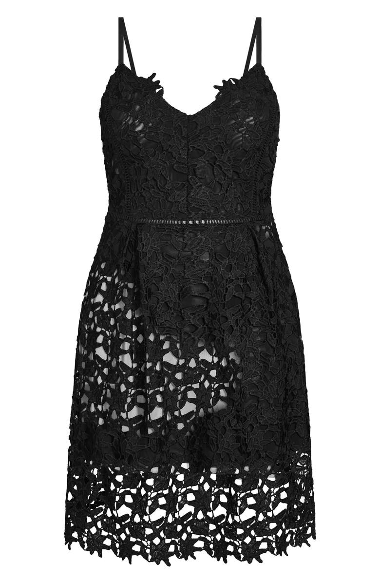 City Chic So Fancy Lace Midi Dress, Alternate, color, Black Black