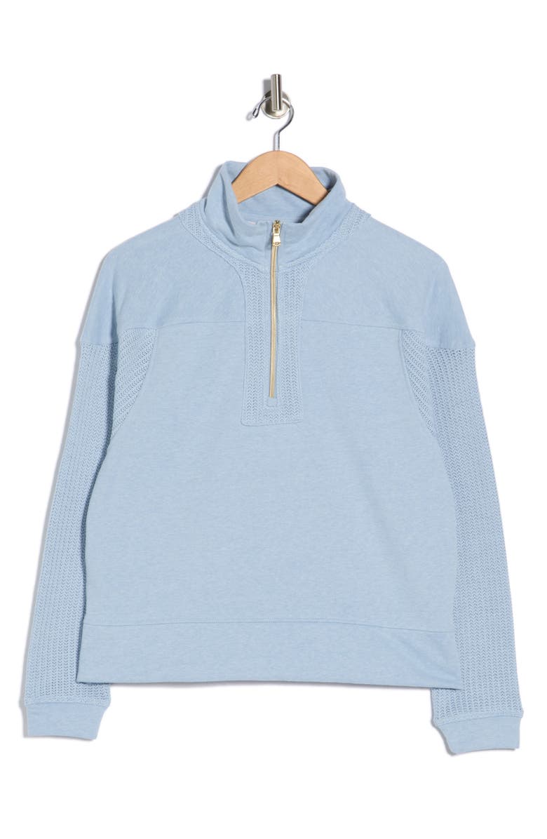 Nanette Lepore Play Seamed Quarter Zip Pullover, Alternate, color, Faded Denim