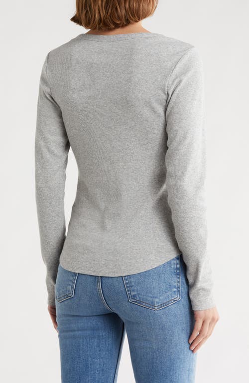 Melrose And Market Long Sleeve Henley In Gray