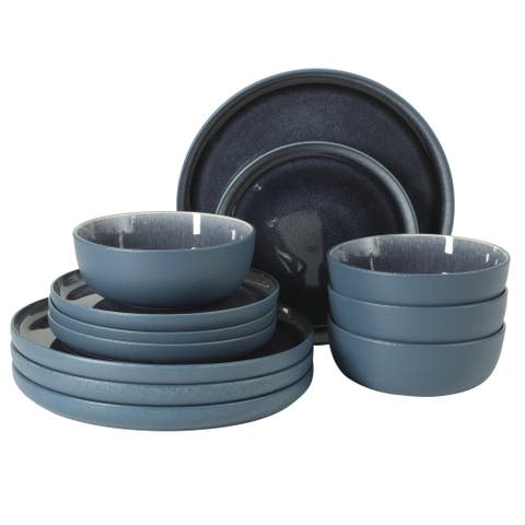 Tahoe Sunset 12-Piece Stoneware Plates and Bowls Dinnerware Set
