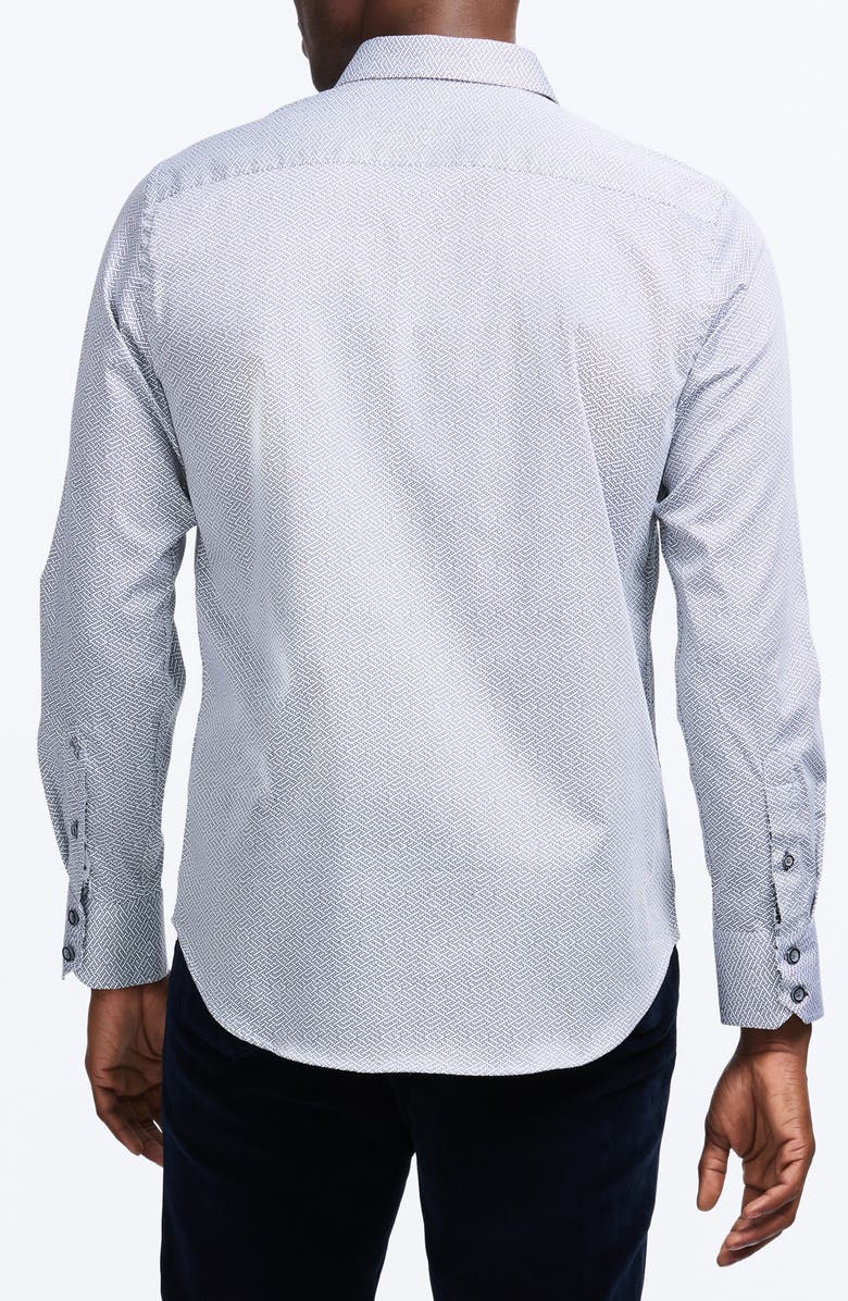 Robert Graham Cheslyn Geometric Print Stretch Cotton Button-Up Shirt, Alternate, color, Grey Multi