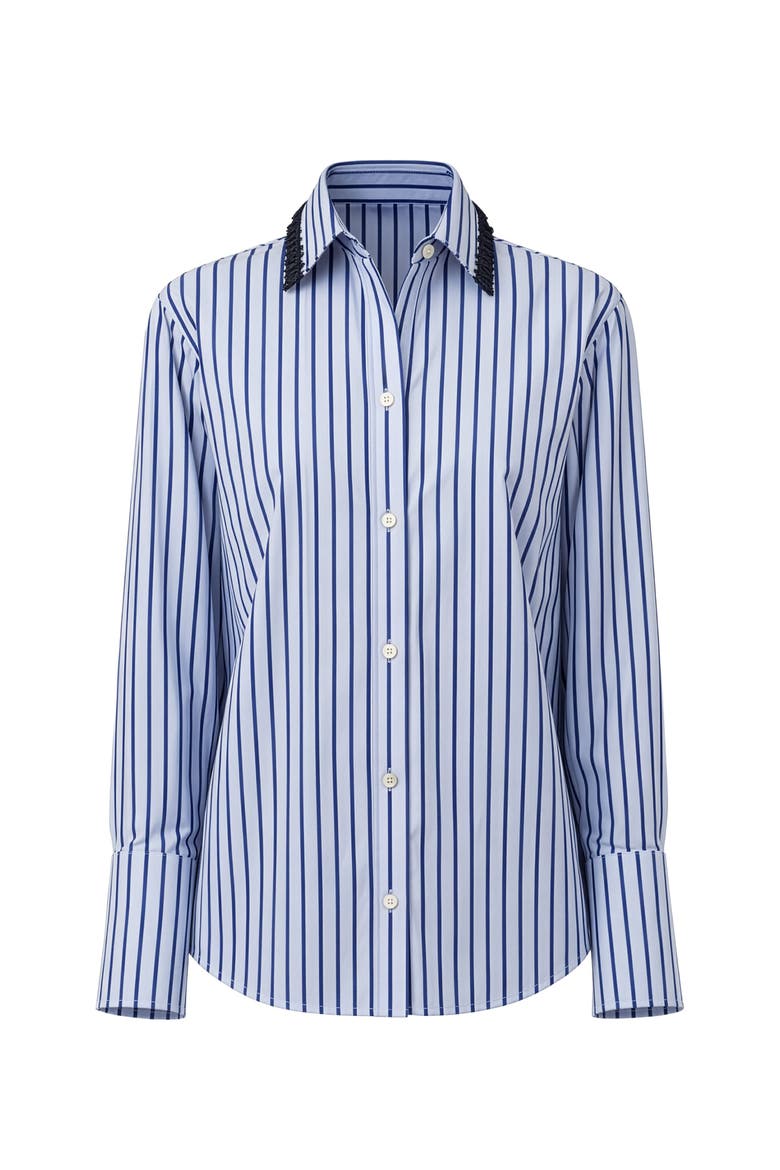 Billie Shirt with Tassell collar, Main, color, Blue/Navy tassels