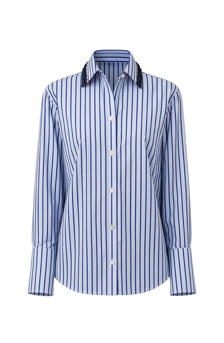 Callas Milano Billie Shirt with Tassell collar, Main, color, Blue/Navy Tassels